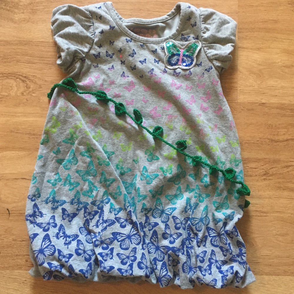 Flapdoodles Butterfly Print Bubble Dress 4T